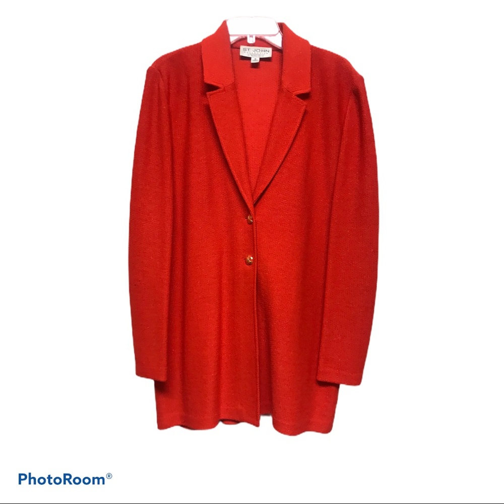 St John Collection Gorgeous Tomato Holiday Sz 12 Blazer